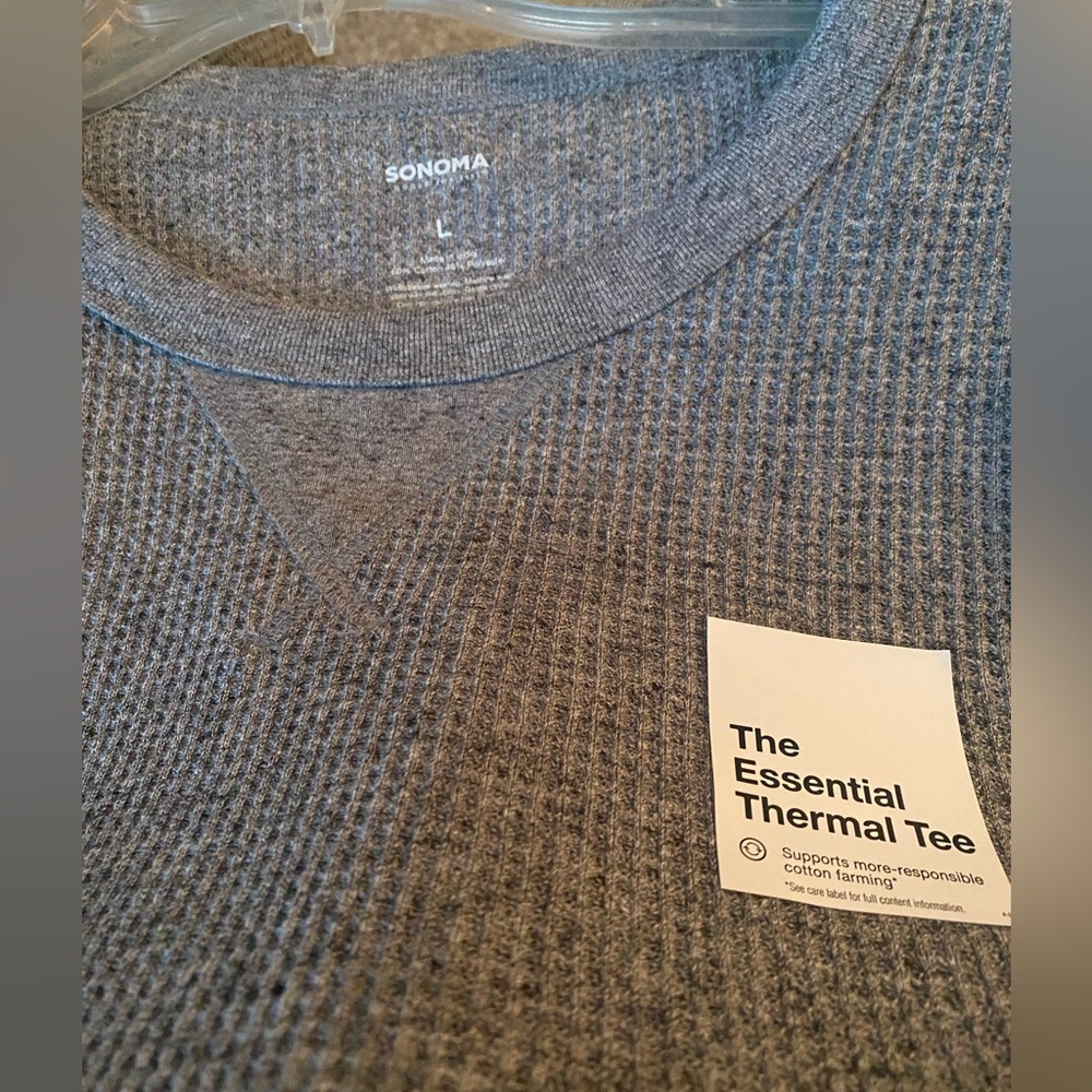 Sonoma Essential Gray Thermal Tee. NWT. Size L. - Picture 3 of 4